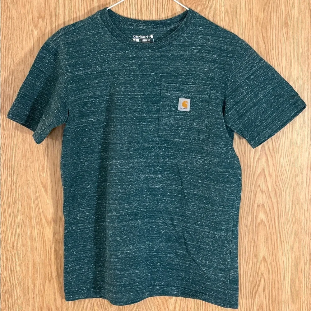 Carhartt Green Speckled Loose Fit Crewneck Short Sleeve Pocket Tee